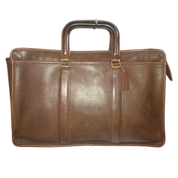 COACH NYC Vintage 60-70's Bonnie Cashin Era Brown Leather Briefcase 16.5"X10"X3" - Picture 1 of 13